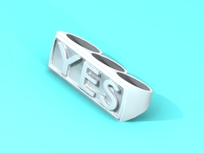 Three finger rings "YES" in White Natural Versatile Plastic