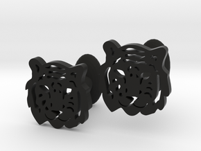 Tiger Cufflinks in Black Natural Versatile Plastic