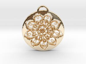 Flower Mandala Pendant in 14k Gold Plated Brass