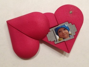 Heart Amulet Small - Outer Part 1 Right in Pink Processed Versatile Plastic