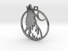 Wolf Pendant in Polished Silver