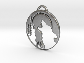 Wolf Pendant 2 in Natural Silver