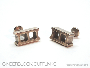 Cinderblock Cufflinks in Polished Bronzed Silver Steel