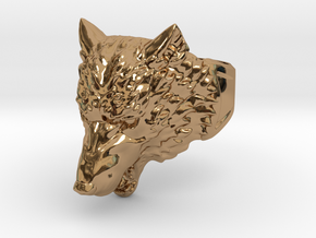 Wolf Head Ring in Polished Brass: 9 / 59