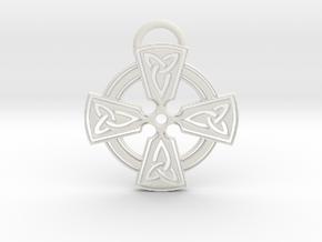 Celtic Cross Keychain in White Natural Versatile Plastic