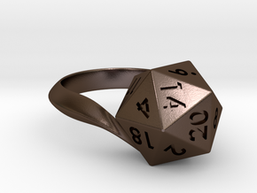 D20 Ring in Polished Bronze Steel: 6 / 51.5