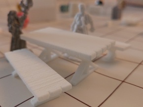 Tabletop: Trestle Table- Bench in White Natural Versatile Plastic