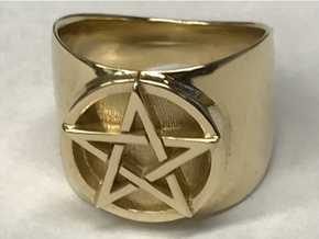 Pentacle Ring - large (choose size) in Polished Brass