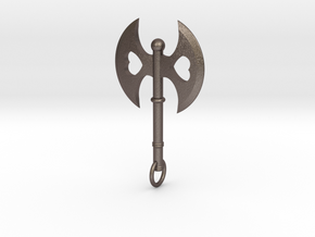Queen of Hearts Axe Pendant in Polished Bronzed Silver Steel