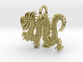 Chinese Dragon Pendant in 18k Gold Plated Brass