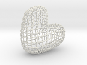 Cage Heart Pendant in White Natural Versatile Plastic