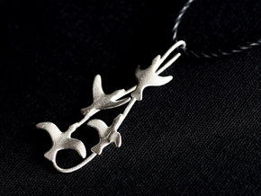 Flying Birds Pendant in Natural Silver
