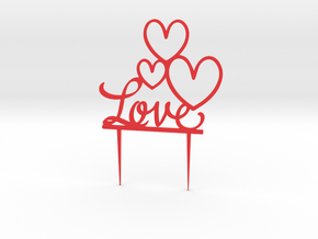 Hearts&Love Cake Topper in Red Processed Versatile Plastic