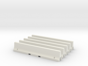N Scale 5x Jersey Barrier in White Natural Versatile Plastic