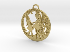 Pendant - SIlver - Girls Playing in the Garden in Natural Brass
