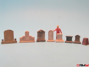 HO/1:87 Cemetery set 3 - tombstones kit in White Natural Versatile Plastic