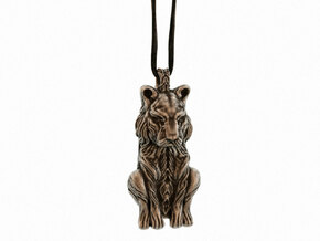 The Sleeping Tiger - Pendant in Polished Bronze Steel: Small