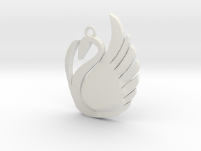 Swan Pendant  in White Natural Versatile Plastic