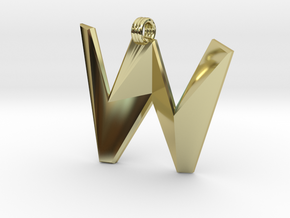 Distorted letter W in 18k Gold Plated Brass