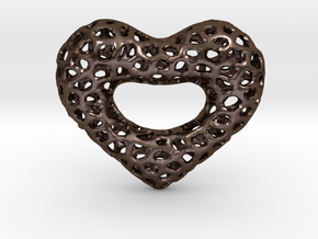 Netted Heart in Polished Bronze Steel