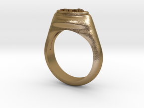Flower Stamp Ring in Polished Gold Steel: 5 / 49