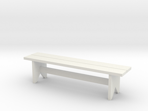 Bench, Simple Wooden, 1/32 Scale in White Natural Versatile Plastic