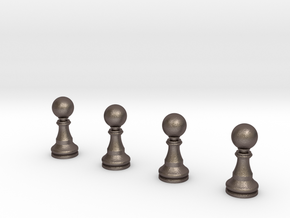 4 Pawns Only in Polished Bronzed Silver Steel