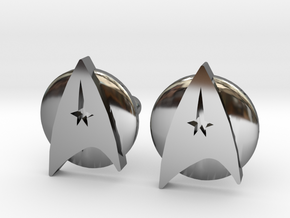 Starfleet Cufflinks in Fine Detail Polished Silver