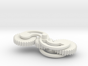 Fidget Gear Spinner in White Natural Versatile Plastic