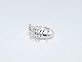 Ogham Gra Ring  in Fine Detail Polished Silver: 4.75 / 48.375