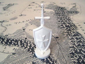 Role Playing Counter: Sword & Shield in White Processed Versatile Plastic