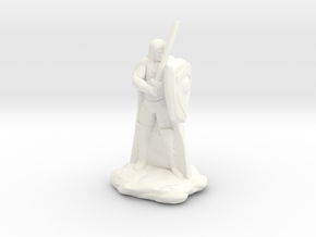 Human Ranger with Sword and Shield in White Processed Versatile Plastic