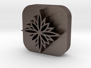 Flower-stamp-2 in Polished Bronzed Silver Steel