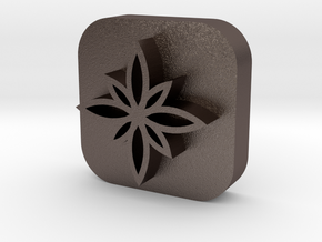 Flower-stamp-3 in Polished Bronzed Silver Steel