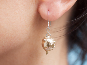 Blowfish Earrings  in Natural Brass