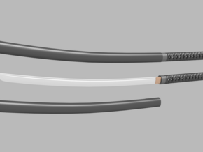 Katana - 1:6 scale - Curved Blade - No Tsuba in Tan Fine Detail Plastic