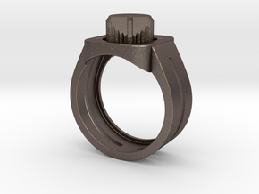 303 Acid Ring in Polished Bronzed Silver Steel: 7 / 54