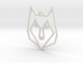 Geometric Wolf Pendant in White Natural Versatile Plastic