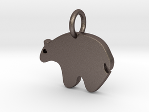 Bear Charm in Polished Bronzed Silver Steel