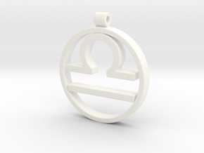 Libra Zodiac Sign Pendant in White Processed Versatile Plastic