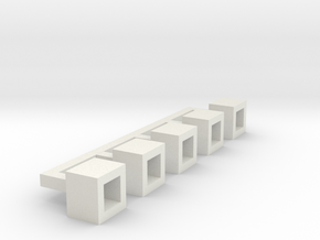 Betonblumenkübel quadratisch DDR 5er Set 1:120 in White Natural Versatile Plastic