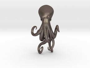 Octopus Pendant  in Polished Bronzed Silver Steel