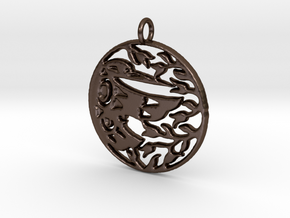 Native Alaskan Hummingbird Pendant in Polished Bronze Steel