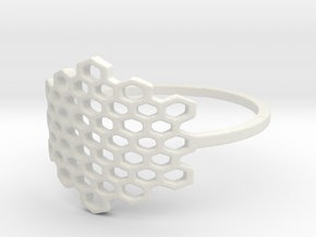 Honeycomb Ring in White Natural Versatile Plastic: 6 / 51.5