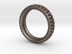 Knobby Tire Ring in Polished Bronzed Silver Steel