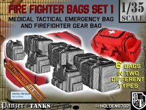 1-35 Med Tac Emerg And Firefight Gear Bag Set in Tan Fine Detail Plastic