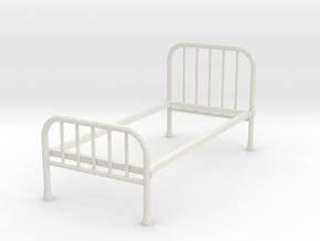 1:24 Iron Bed 1 (Not Full Size) in White Natural Versatile Plastic