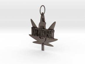 Money Power Respect Weed Pendant in Polished Bronzed Silver Steel