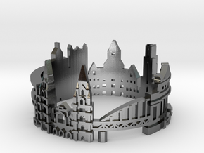 Pittsburgh Skyline - Cityscape Ring in Polished Silver: 8 / 56.75