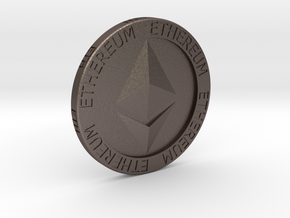 Ethereum Poker Chip/Ball Marker in Polished Bronzed Silver Steel